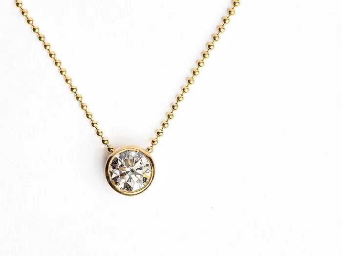 Necklaces Monarch Market Lab Grown Large Gold Bezel Necklace