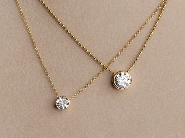 Necklaces Monarch Market Lab Grown Large Gold Bezel Necklace