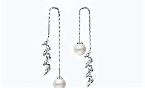 Yellow Chimes Rings Yellow Chimes Crystal Earrings for Women Pearl Dangling Silver Plated Sui Dhaga Threader Earring for Women and Girls