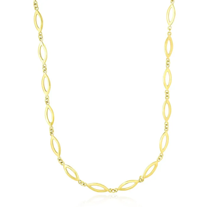 14k Yellow Gold Necklace with Marquis and Small Ring Links MayaMila Necklaces 14k Yellow Gold Necklace with Marquis and Small Ring Links MayaMila Necklaces