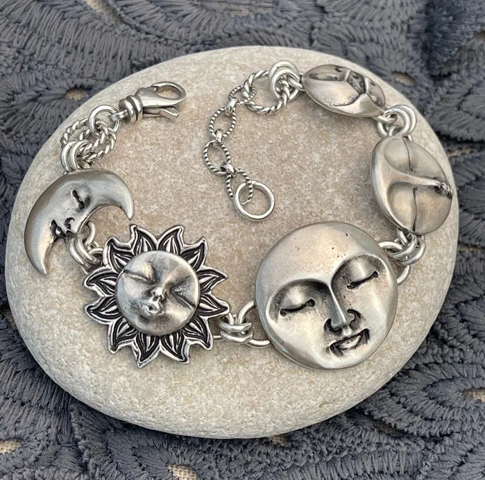 Bracelets There Is No Greater Power Than a Moon a Sun and a Woman Who Knows Her Worth Sterling Silver Bracelet HeidiJHale Designs