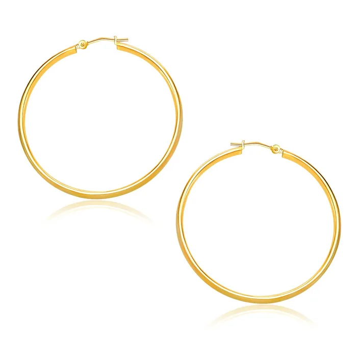 Earrings MayaMila 14k Yellow Gold Polished Hoop Earrings 30mm