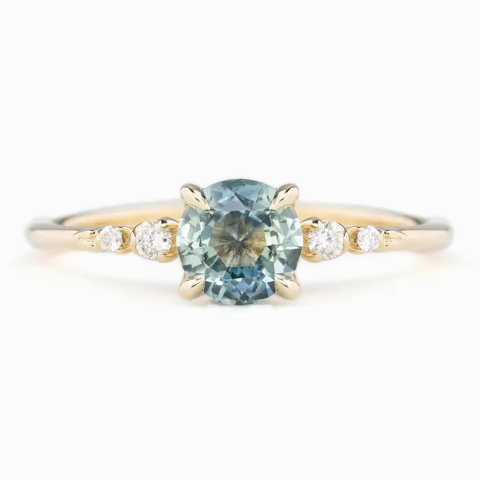 Envero Jewelry Rings Estel Fleur Four Prongs Ring 107ct Parti Blue Green Montana Sapphire 14K Yellow Gold One of a kind Envero Jewelry Rings Estel Fleur Four Prongs Ring 107ct Parti Blue Green Montana Sapphire 14K Yellow Gold One of a kind