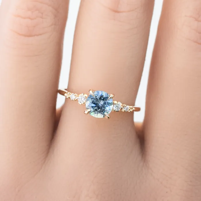 Envero Jewelry Rings Estel Fleur Four Prongs Ring 107ct Parti Blue Green Montana Sapphire 14K Yellow Gold One of a kind Envero Jewelry Rings Estel Fleur Four Prongs Ring 107ct Parti Blue Green Montana Sapphire 14K Yellow Gold One of a kind