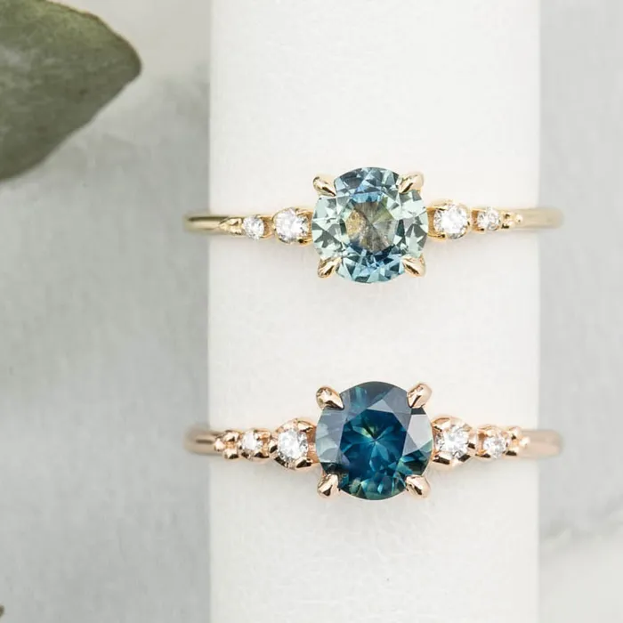 Envero Jewelry Rings Estel Fleur Four Prongs Ring 107ct Parti Blue Green Montana Sapphire 14K Yellow Gold One of a kind Envero Jewelry Rings Estel Fleur Four Prongs Ring 107ct Parti Blue Green Montana Sapphire 14K Yellow Gold One of a kind