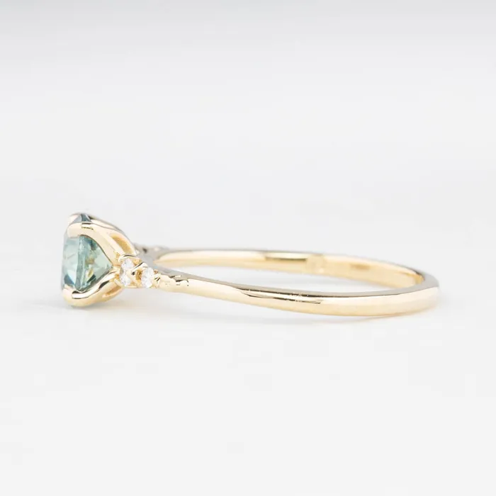 Envero Jewelry Rings Estel Fleur Four Prongs Ring 107ct Parti Blue Green Montana Sapphire 14K Yellow Gold One of a kind Envero Jewelry Rings Estel Fleur Four Prongs Ring 107ct Parti Blue Green Montana Sapphire 14K Yellow Gold One of a kind