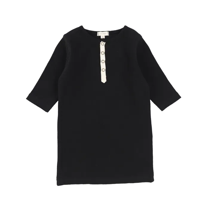 Lil Legs Ribbed Tab Tee Three Quarter Sleeve Black Lil Legs Rings