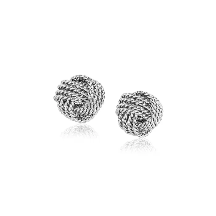 MayaMila Earrings Sterling Silver Textured Love Knot Stud Style Earrings