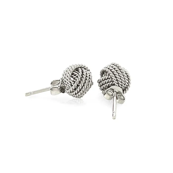 MayaMila Earrings Sterling Silver Textured Love Knot Stud Style Earrings
