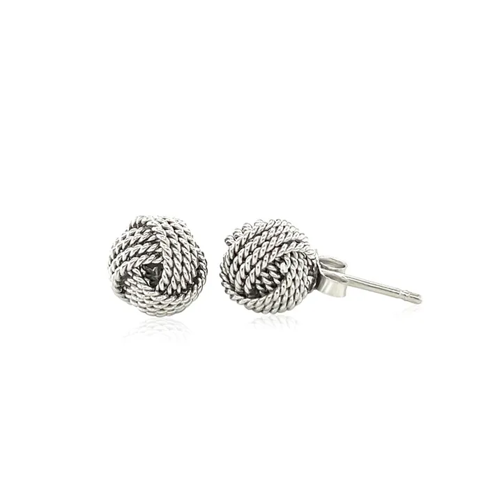 MayaMila Earrings Sterling Silver Textured Love Knot Stud Style Earrings