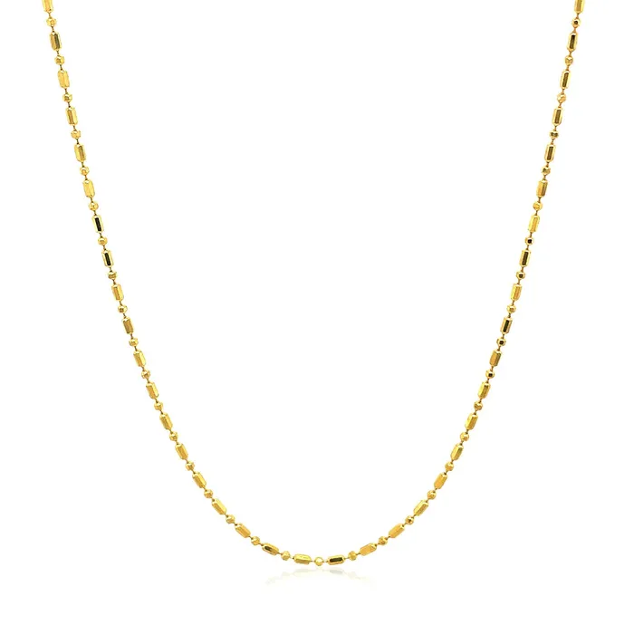 MayaMila Necklaces 14k Yellow Gold DiamondCut Bead Chain 10mm