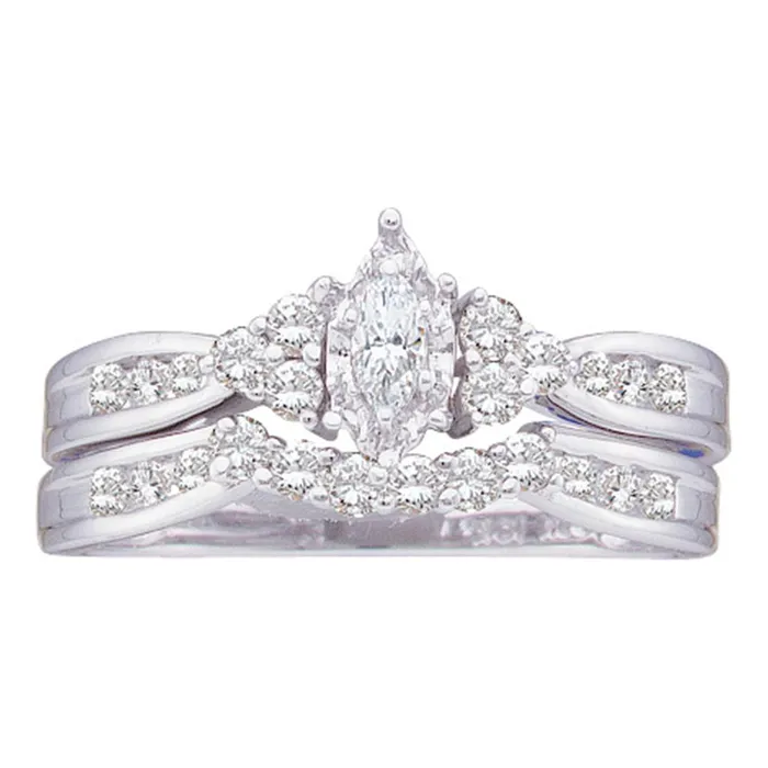 mayamila Rings 14kt White Gold Womens Marquise Diamond Bridal Wedding Engagement Ring Band Set 12 Cttw mayamila Rings 14kt White Gold Womens Marquise Diamond Bridal Wedding Engagement Ring Band Set 12 Cttw