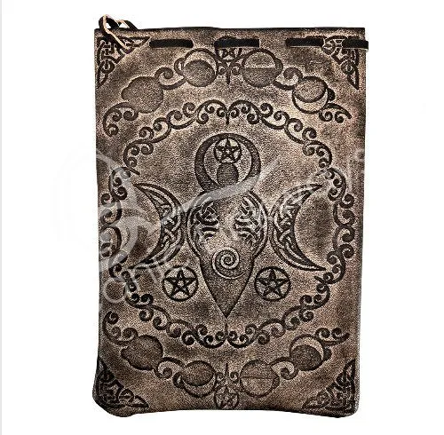 Oceanic Linkways Moon Goddess Brown Leather Tarot Bag Necklaces
