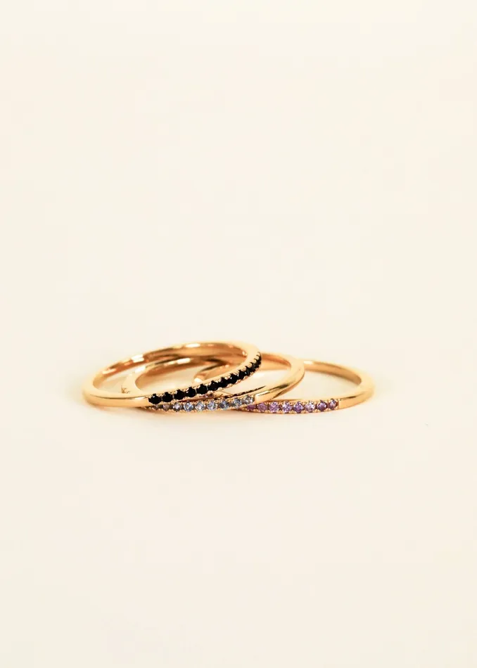 PreStyled Sets JaxKelly Gold Rings Half Pave Lavender CZ