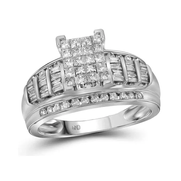 Rings mayamila 14kt White Gold Womens Princess Diamond Cluster Bridal Wedding Engagement Ring 100 Cttw Rings mayamila 14kt White Gold Womens Princess Diamond Cluster Bridal Wedding Engagement Ring 100 Cttw