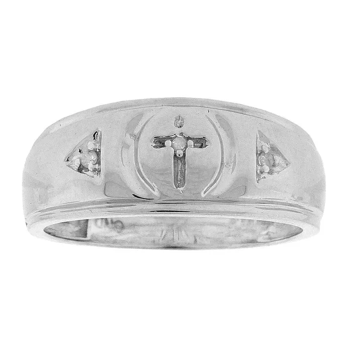 Rings mayamila Sterling Silver Mens Round Diamond Cross Wedding Band Ring 120 Cttw Rings mayamila Sterling Silver Mens Round Diamond Cross Wedding Band Ring 120 Cttw
