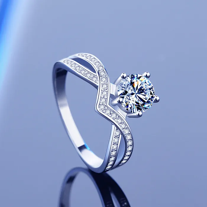 Rings Mystic Flavia Marie de Crown MOISSANITE Adjustable Silver Ring