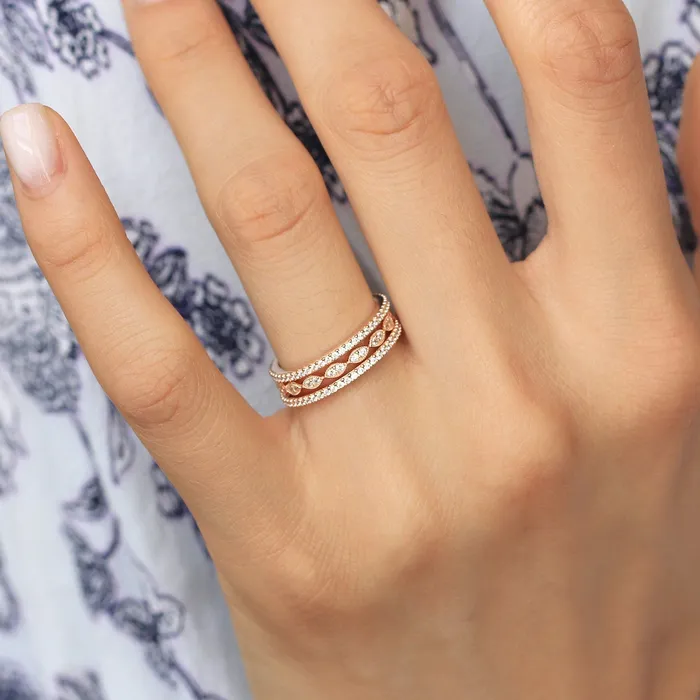 Rings shineofdiamond 3PCS Mixed Stackable Eternity Wedding Band Ring Set