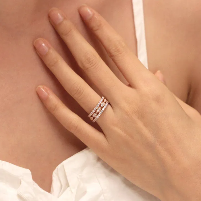 Rings shineofdiamond 3PCS Mixed Stackable Eternity Wedding Band Ring Set