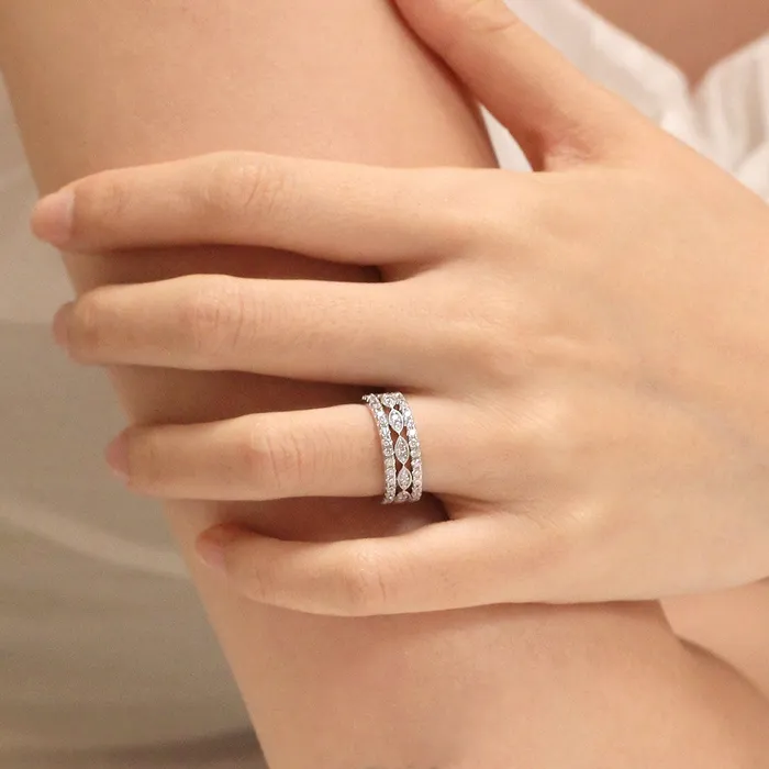 Rings shineofdiamond 3PCS Mixed Stackable Eternity Wedding Band Ring Set