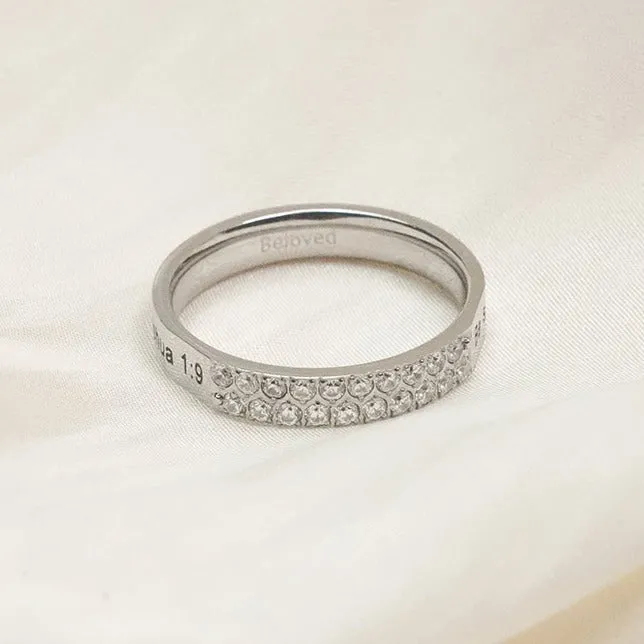 Be Strong Double Diamond CZ Silver Ring Forever Truth Rings