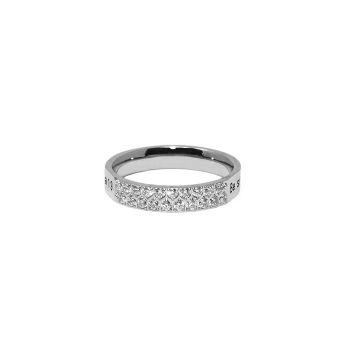 Be Strong Double Diamond CZ Silver Ring Forever Truth Rings