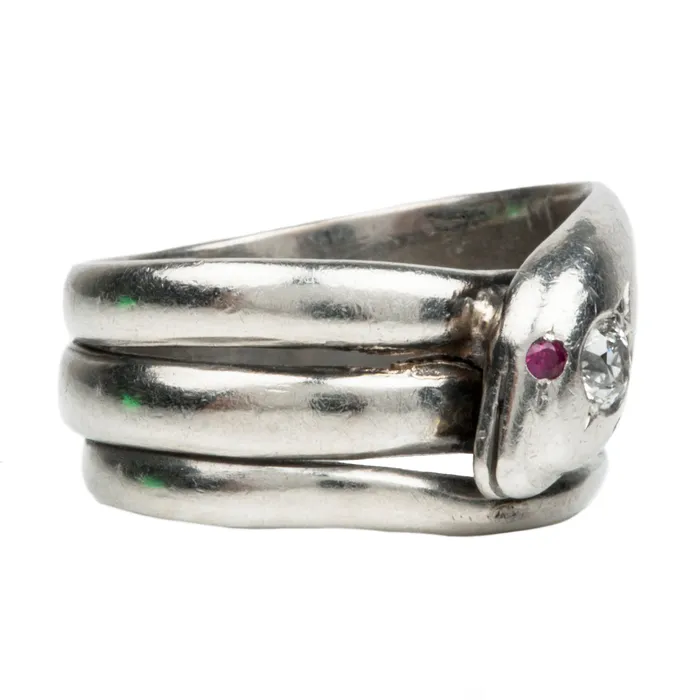 Bell Bird Antiques Rings Art Deco Platinum Snake Diamond Ring