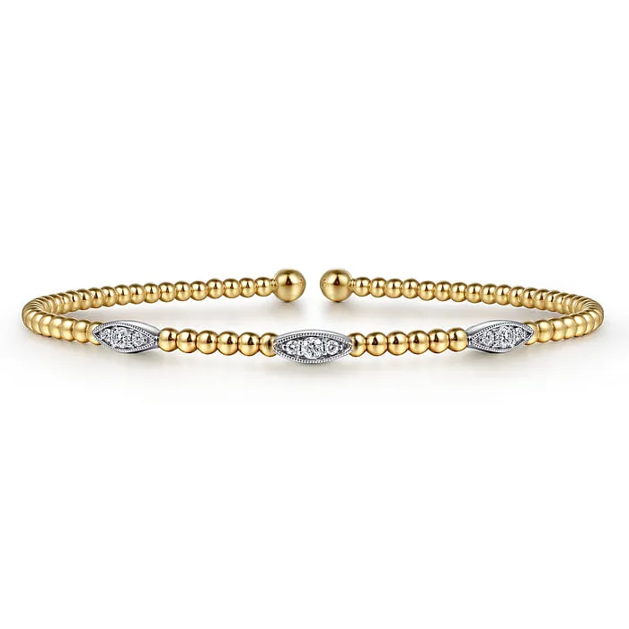 Bracelets GABRIEL CO 14K WhiteYellow Gold Bujukan Diamond Marquise Stations Bangle Bracelets GABRIEL CO 14K WhiteYellow Gold Bujukan Diamond Marquise Stations Bangle