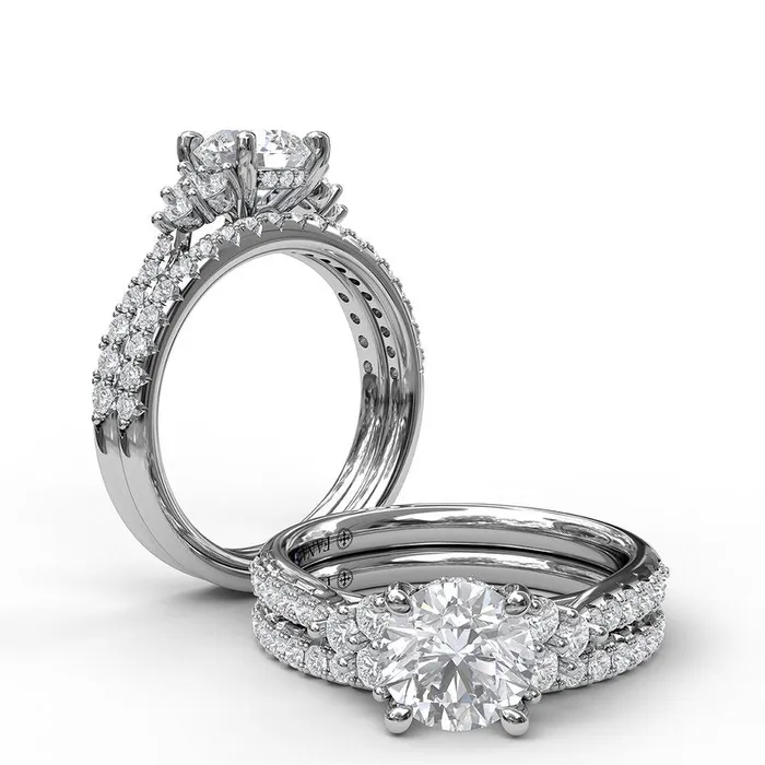 FANA Rings Modern Three Stone Engagement Ring