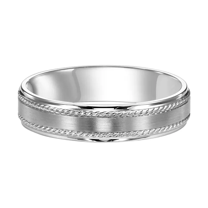 FREDERICK GOLDMAN Rings White Gold Engraved Mens Wedding Band