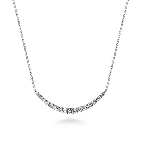 GABRIEL CO Necklaces 14K White Gold Prong Set Diamond Bar Necklace