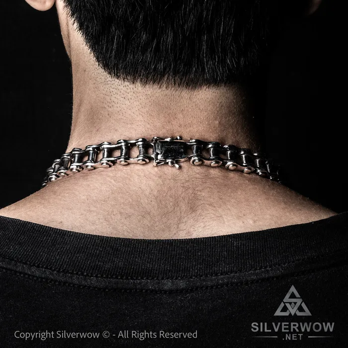 Necklaces Silver Bike Chain Mens Necklace 15mm silverwow