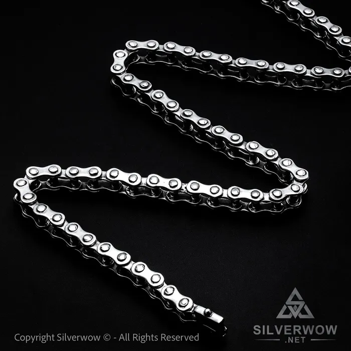 Necklaces Silver Bike Chain Mens Necklace 15mm silverwow