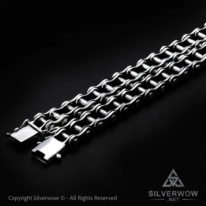Necklaces Silver Bike Chain Mens Necklace 15mm silverwow