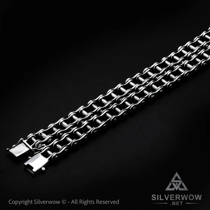 Necklaces Silver Bike Chain Mens Necklace 15mm silverwow