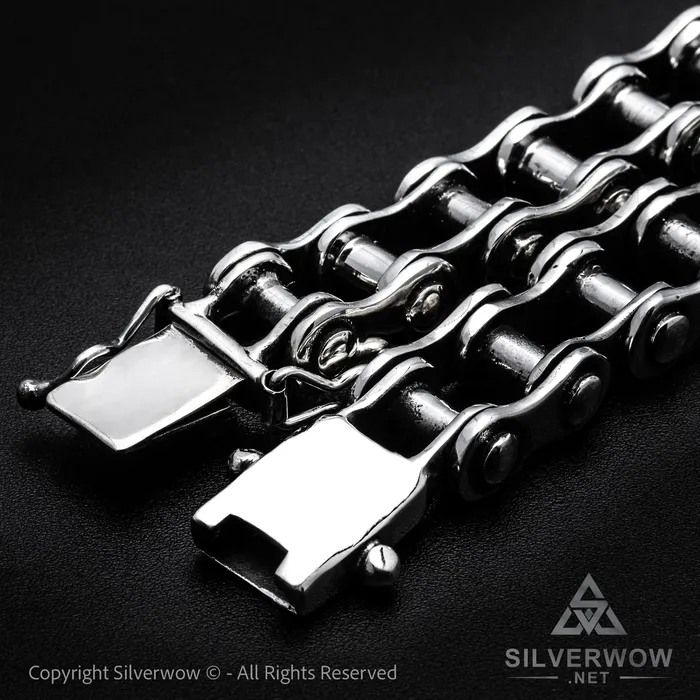 Necklaces Silver Bike Chain Mens Necklace 15mm silverwow