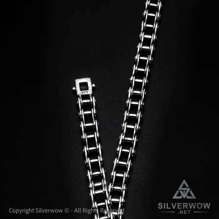 Necklaces Silver Bike Chain Mens Necklace 15mm silverwow