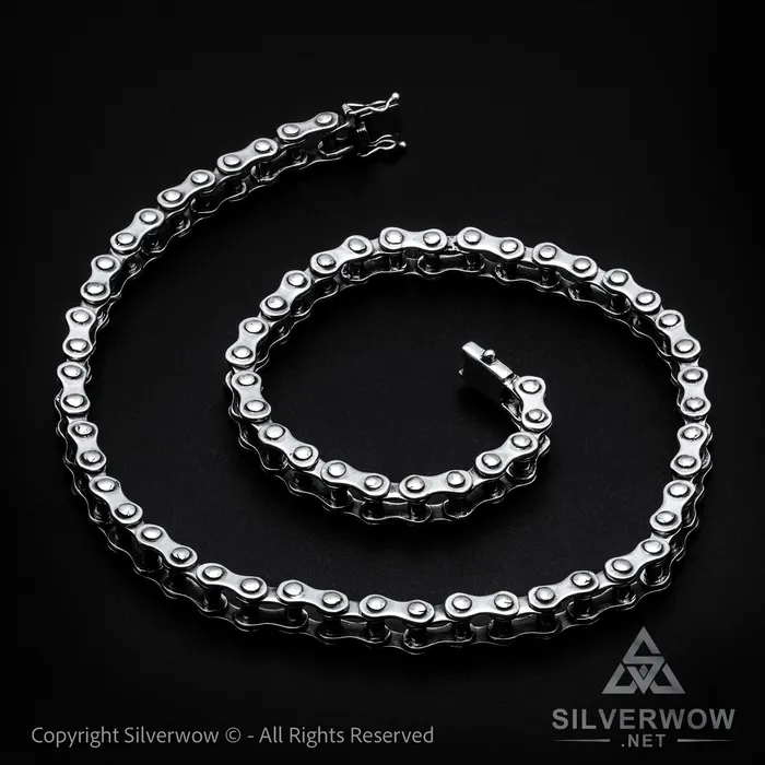 Necklaces Silver Bike Chain Mens Necklace 15mm silverwow