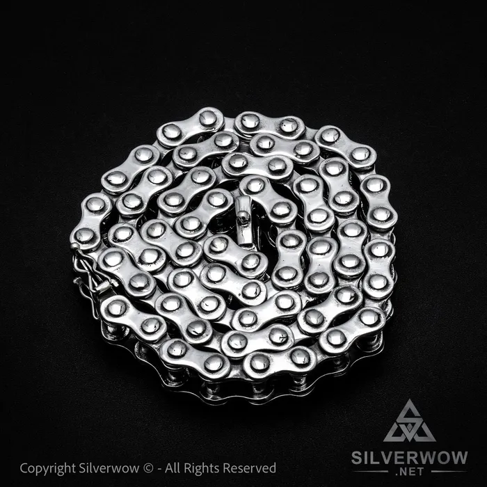 Necklaces Silver Bike Chain Mens Necklace 15mm silverwow