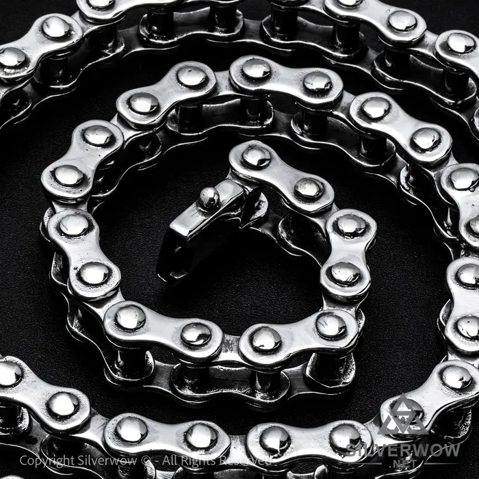 Necklaces Silver Bike Chain Mens Necklace 15mm silverwow