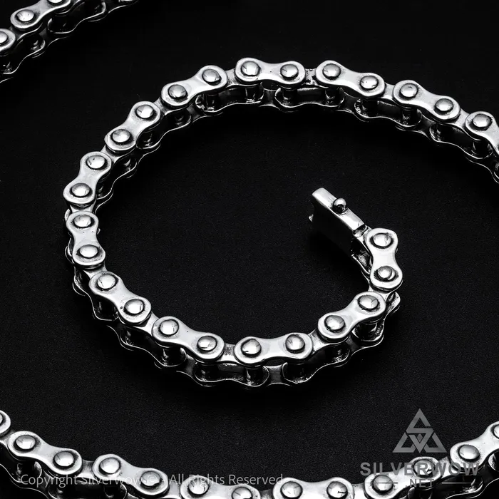 Necklaces Silver Bike Chain Mens Necklace 15mm silverwow
