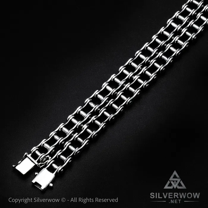 Necklaces Silver Bike Chain Mens Necklace 15mm silverwow