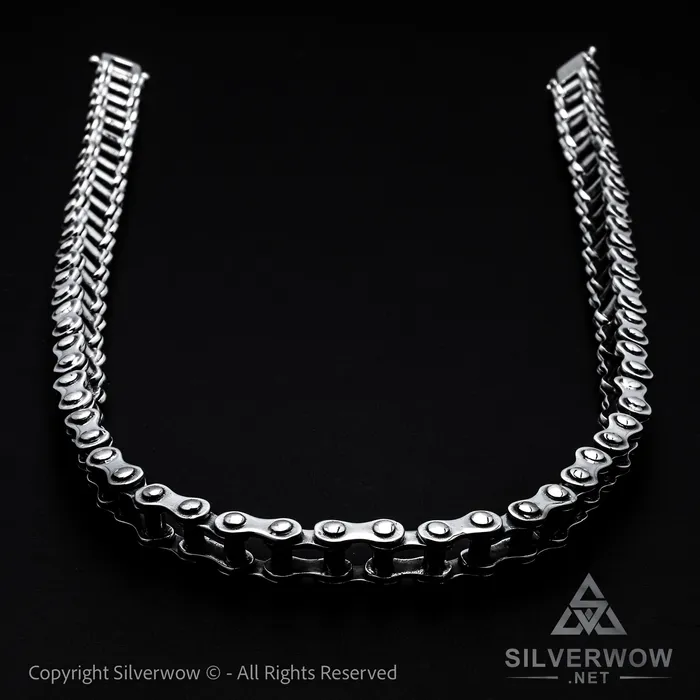 Necklaces Silver Bike Chain Mens Necklace 15mm silverwow