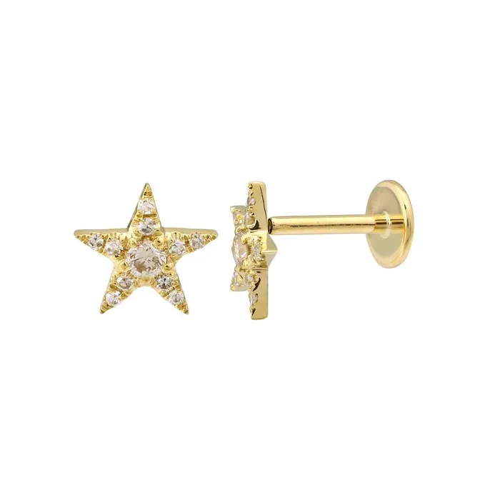 NicoleHD Jewelry Earrings Flat Back Diamond Star Stud Earrings