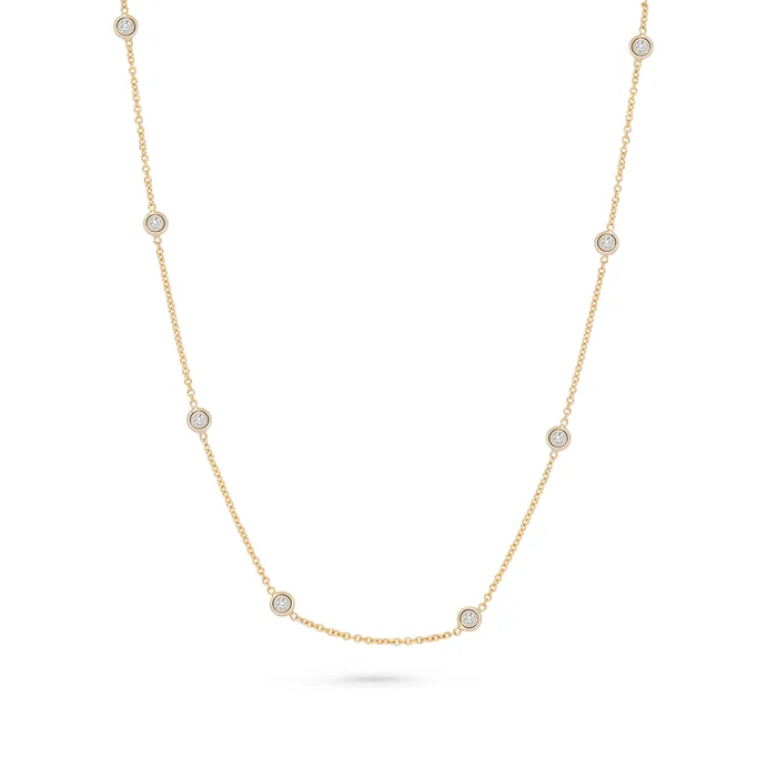 Polachecks Collection Necklaces Bezel Set Round Diamond Station Necklace