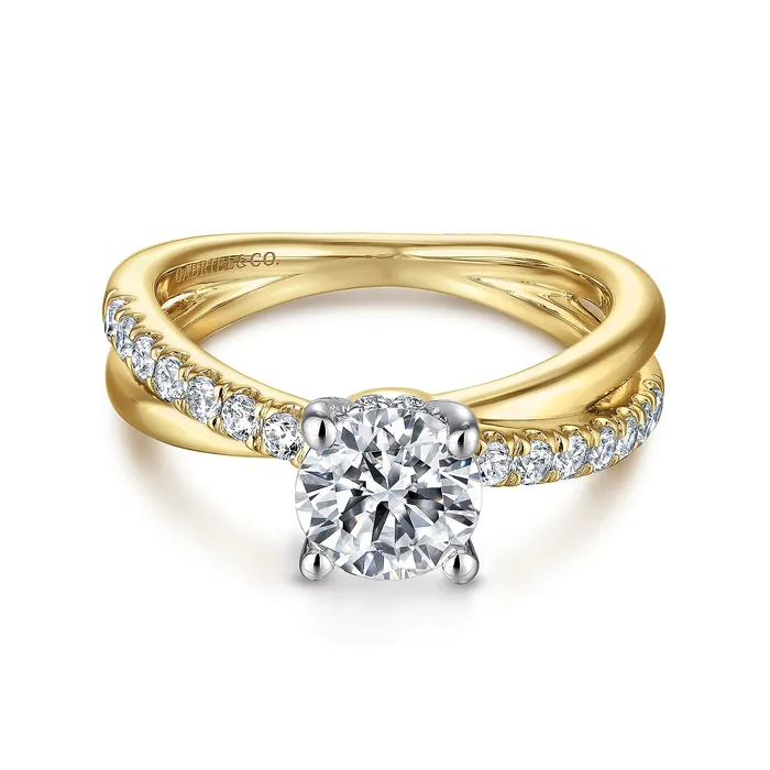 Rings GABRIEL CO 14K WhiteYellow Gold Round Diamond Engagement Ring Setting Only Rings GABRIEL CO 14K WhiteYellow Gold Round Diamond Engagement Ring Setting Only