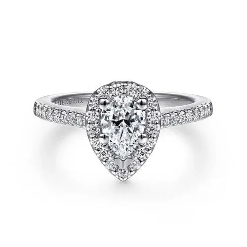 Rings GABRIEL CO Paige 14K White Gold Pear Shape Halo Diamond Engagement Ring Setting Only Rings GABRIEL CO Paige 14K White Gold Pear Shape Halo Diamond Engagement Ring Setting Only