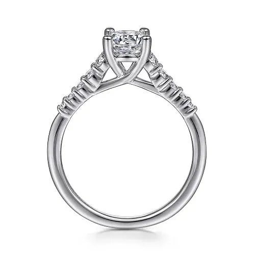 Rings Reed 14K White Gold Round Diamond Engagement Ring Setting Only GABRIEL CO
