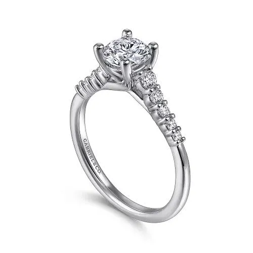 Rings Reed 14K White Gold Round Diamond Engagement Ring Setting Only GABRIEL CO