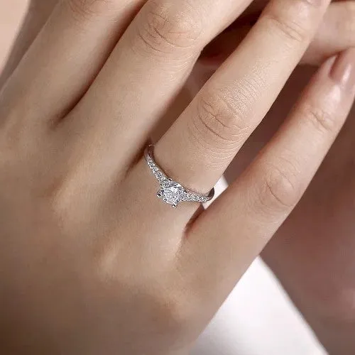 Rings Reed 14K White Gold Round Diamond Engagement Ring Setting Only GABRIEL CO